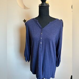 Women's Blue Henley Top
